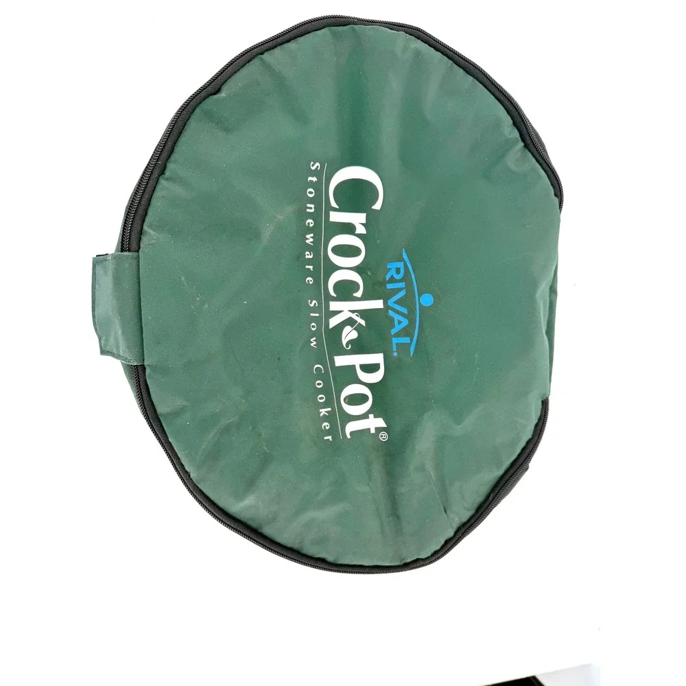 Rival Crock Pot Stoneware Cooker Insulated Zippered Cover‎ Green Oval 15x12x8